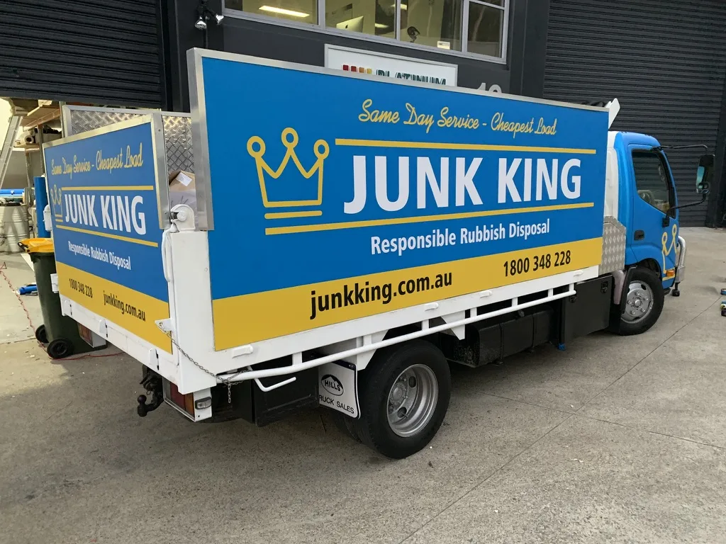 Junk King rubbish removal truck ready at the yard